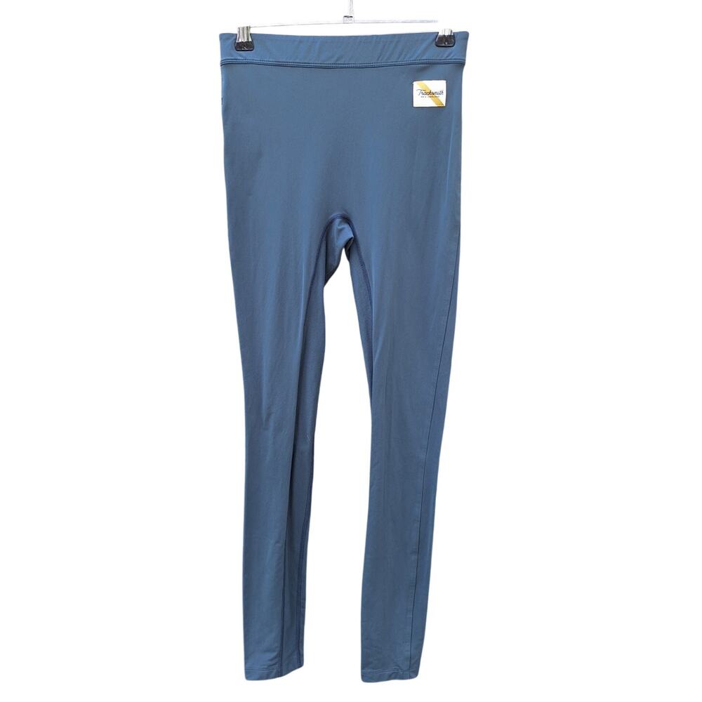 Tracksmith turnover tights 28" seamless blue running leggings athletic w pockets